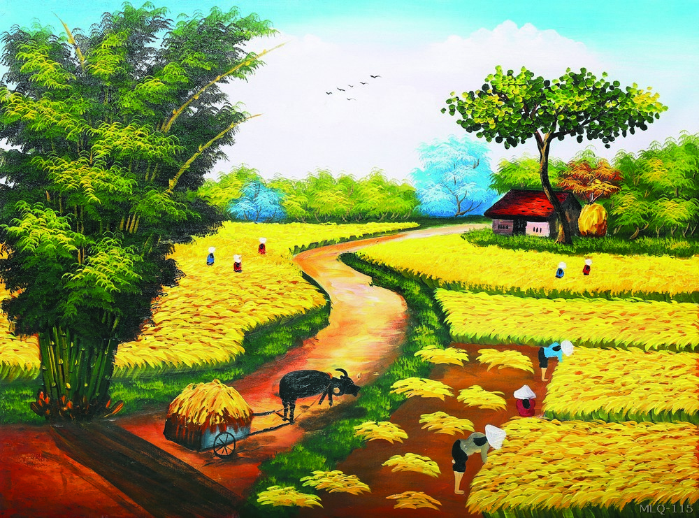 Phong cảnh làng quê - sơn dầu MLQ-115